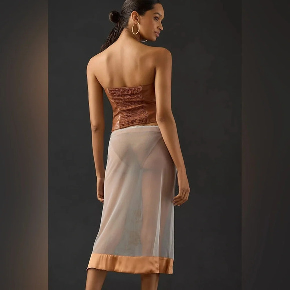 Anthropologie Embroidered Floral Boho Sheer Midi Skirt Size XXS NWT - Picture 4 of 8